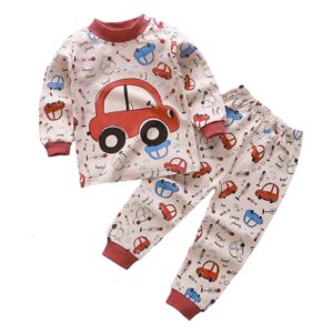 Fommy Baby Dress & T Shirt Set for Boys & Girls - Adorable Kids Dress for Boys, Baby Girl Dress, Soft Cotton Baby Clothing Set with Red Car Print - Perfect for Playtime (Red Car, 0-6 Months)